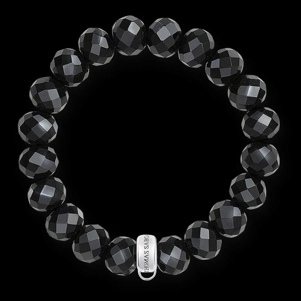 THOMAS SABO BLACK OBSIDIAN FACETED CHARM BRACELET