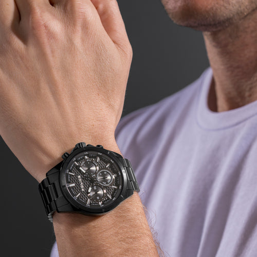 Man Weraring Police Malawi All Black Men's Watch