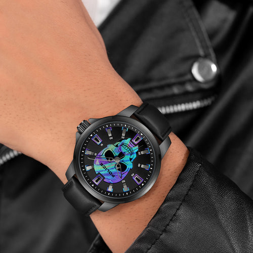 POLICE MENSOR BLACK SKULL DIAL MEN'S WATCH - WRIST VIEW