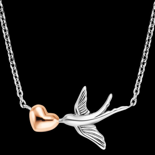 ENGELSRUFER SILVER SWALLOW LOVE HEART NECKLACE