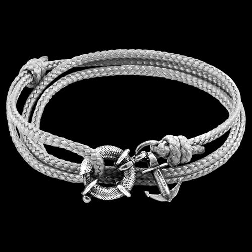 ANCHOR & CREW CLYDE SILVER GREY ROPE BRACELET