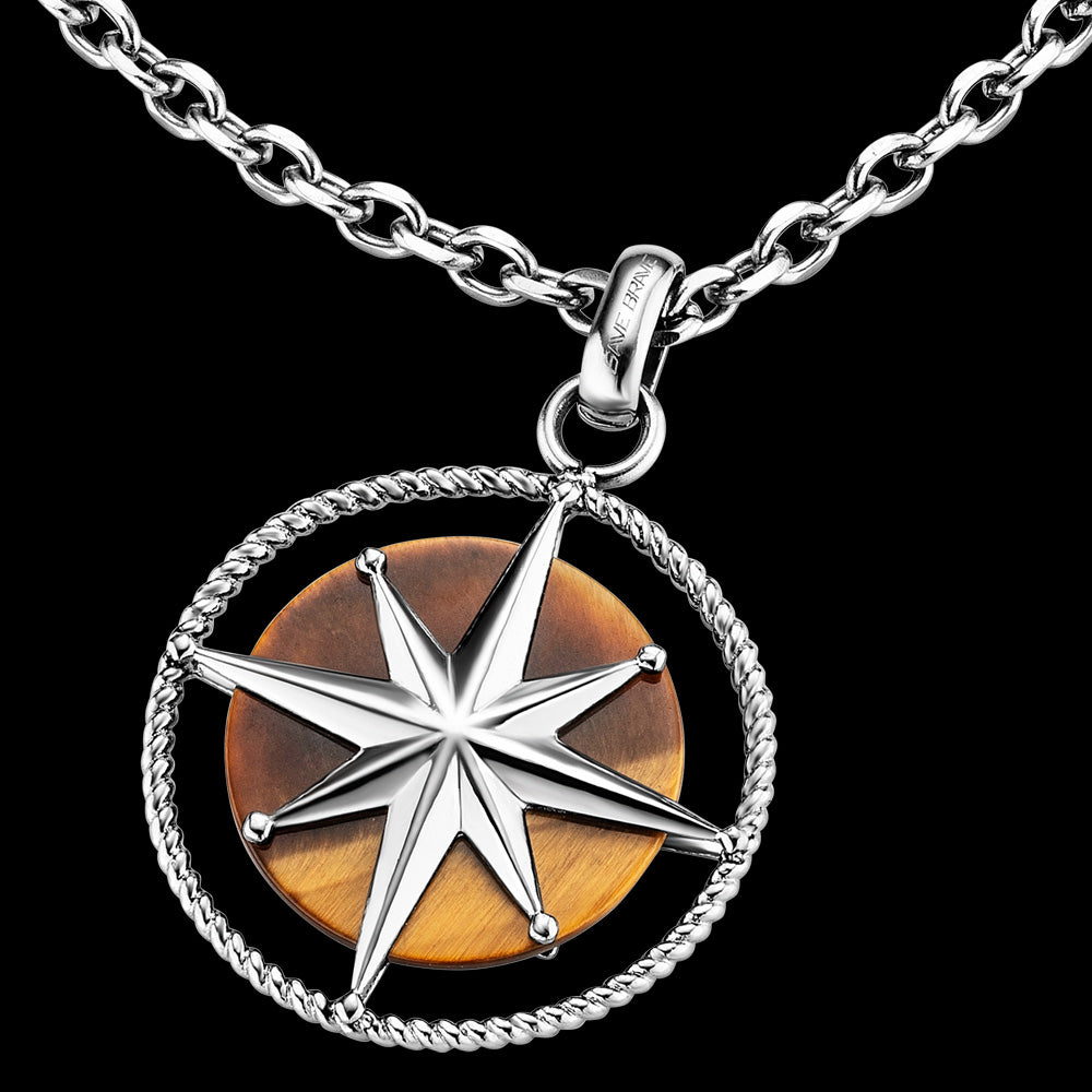 Tiger Eye Compass Talisman Men's Necklace Save Brave Australia