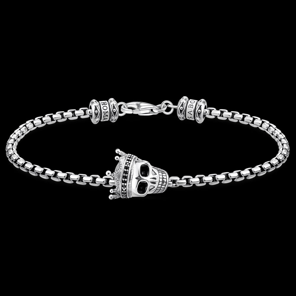 THOMAS SABO CROWN SKULL KING CHAIN SILVER BRACELET