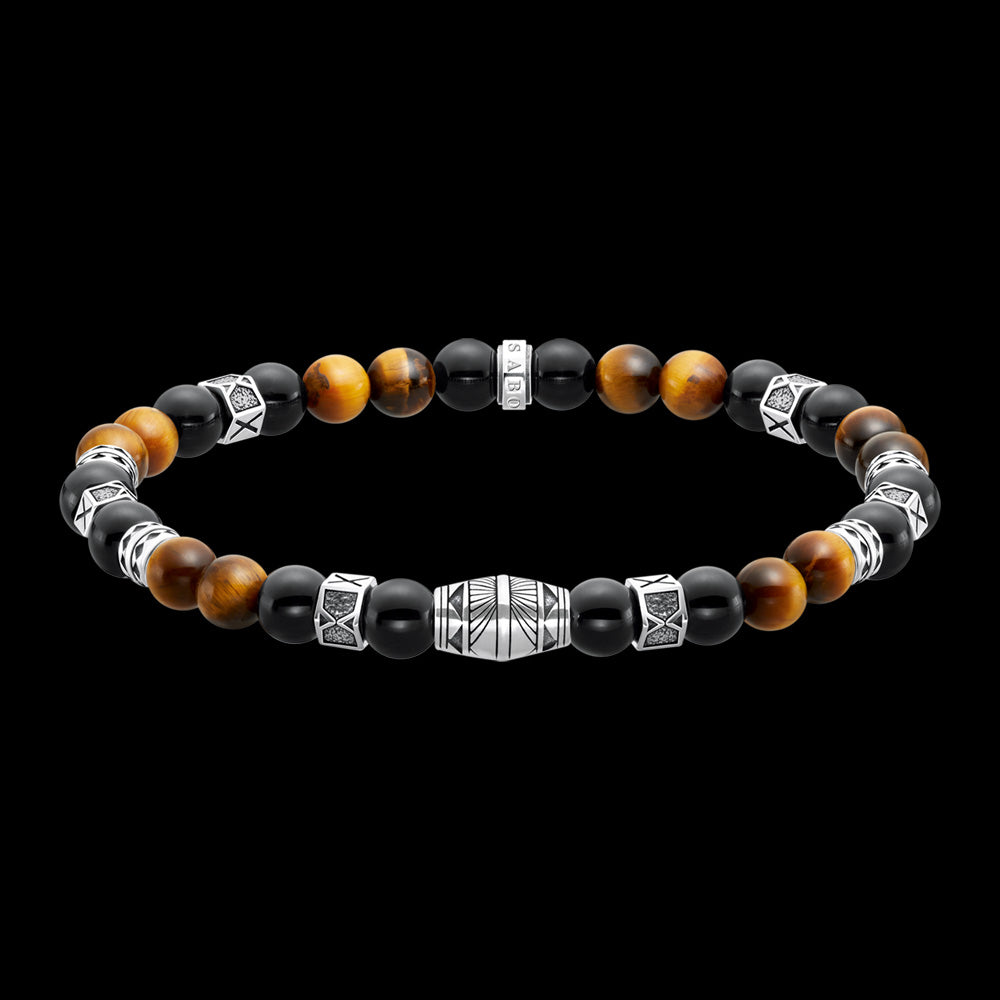 THOMAS SABO TIGER EYE & BLACK ONYX ELEMENTS BRACELET