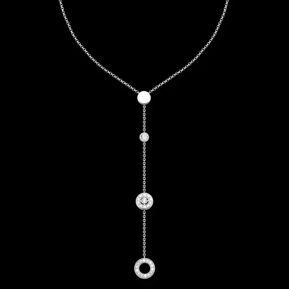 THOMAS SABO SPARKLING CIRCLES SILVER LARIAT NECKLACE