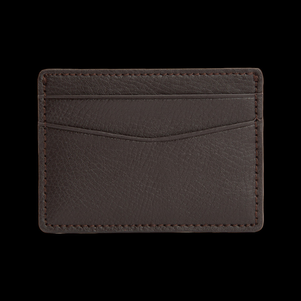 WOLF BLAKE BROWN PEBBLE LEATHER CREDIT CARD WALLET - FRONT VIEW