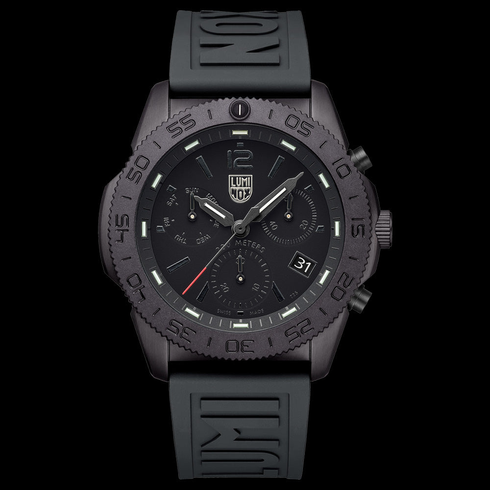 Luminox Pacific Diver Blackout Chronograph Watch 3141.BO Australia Silver Steel