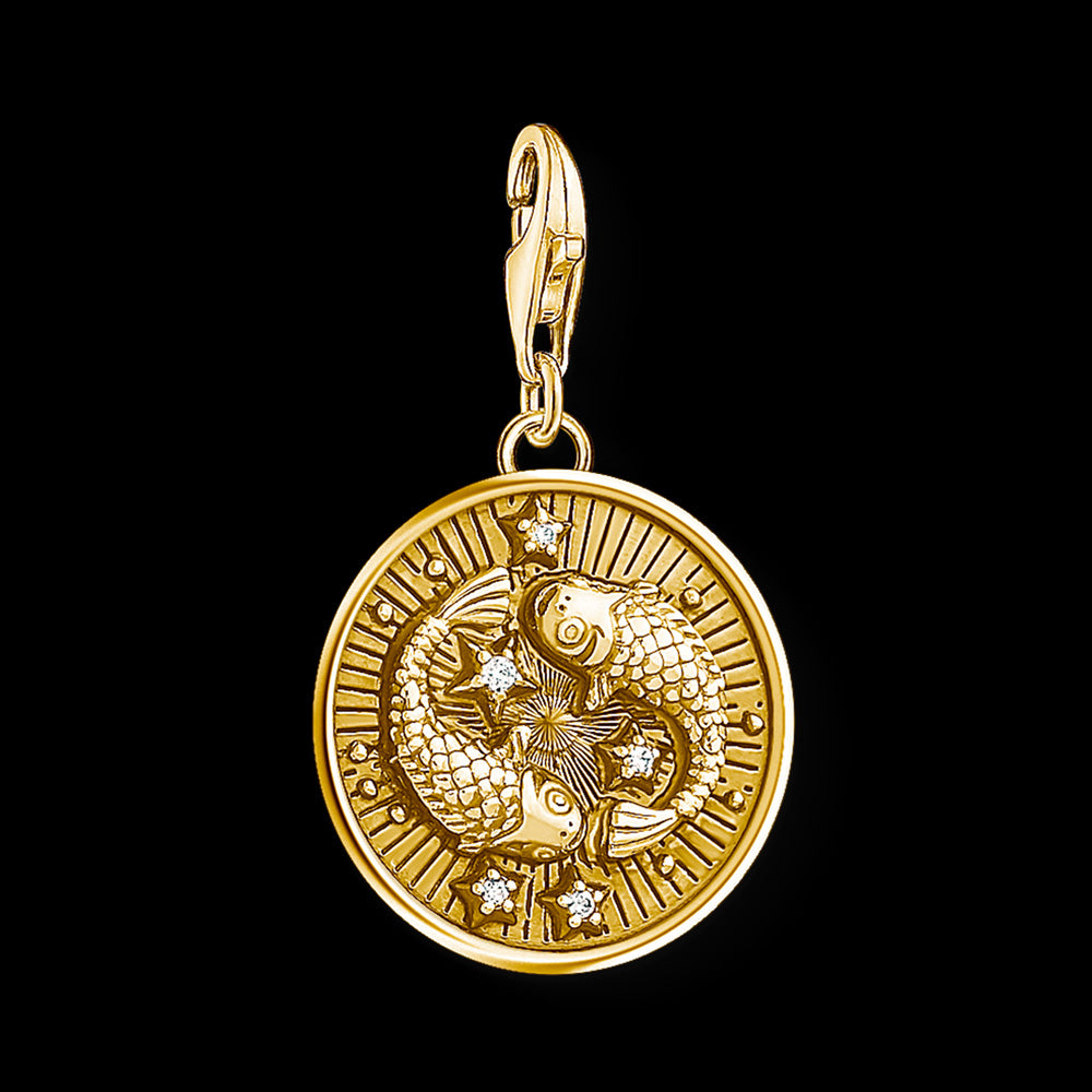 Thomas Sabo Pisces Zodiac Star Sign Gold Charm Pendant Australia Silver Steel