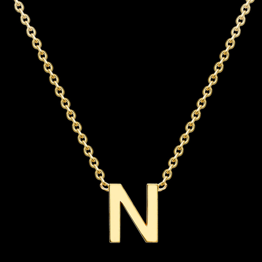 Letter N Initial Necklace Carat Yellow Gold Australia – Silver