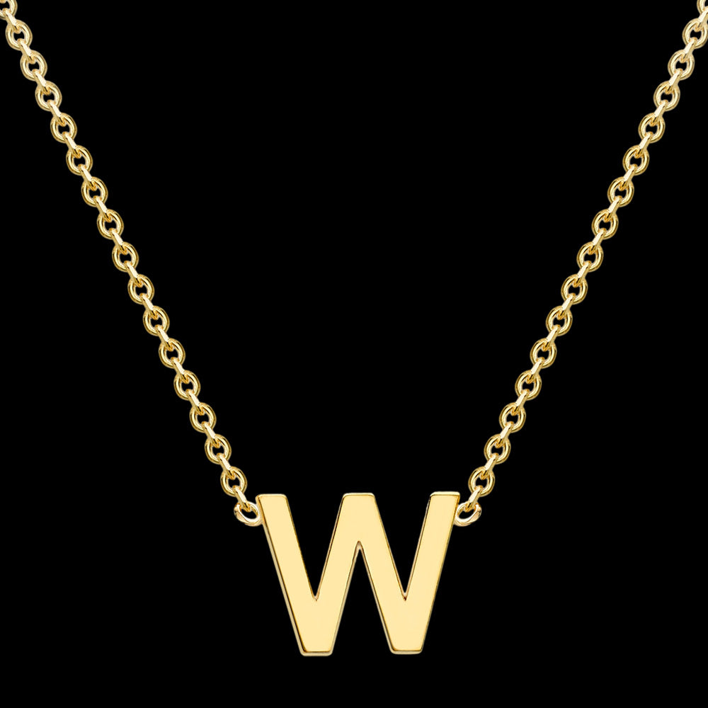 Letter W Initial Necklace Carat Yellow Gold Australia – Silver