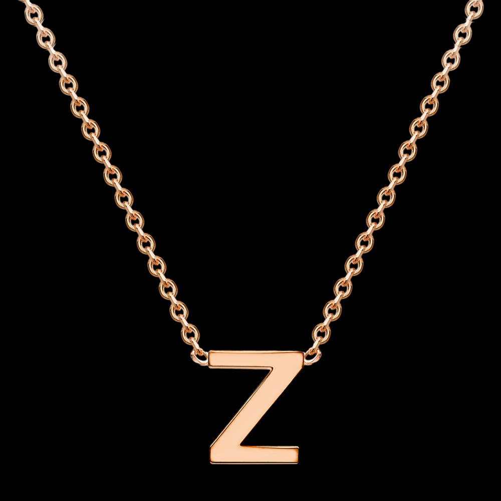 Letter Z Initial Necklace 9 Carat Rose Gold Australia Silver Steel