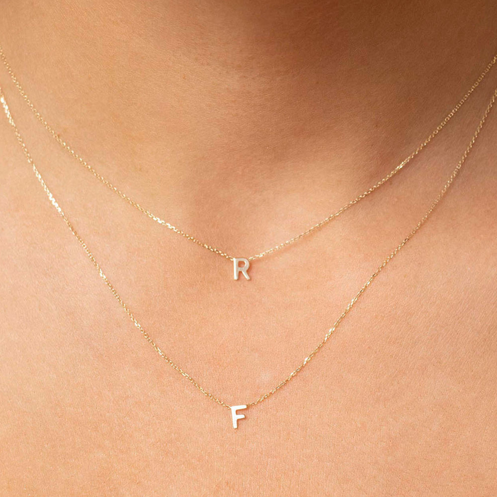9 CARAT ROSE GOLD LETTER F INITIAL NECKLACE