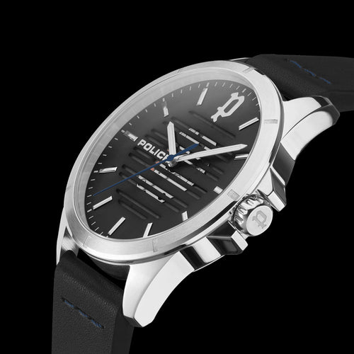 POLICE BARWARA MEN'S SILVER WATCH - SIDE VIEW