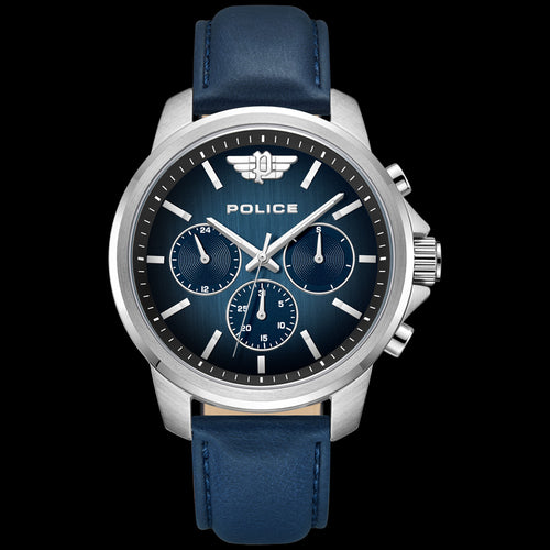 POLICE MENSOR MEN'S BLUE DIAL LEATHER WATCH