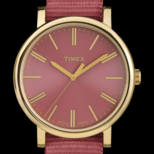 TIMEX ORIGINALS RED DIAL NYLON STRAP WATCH - DIAL CLOSE-UP