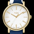 TIMEX ORIGINALS GOLD CASE BLUE POLKA DOT LEATHER WATCH - DIAL CLOSE-UP