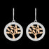 ELLANI STERLING SILVER ROSE GOLD CZ SURROUND TREE OF LIFE EARRINGS