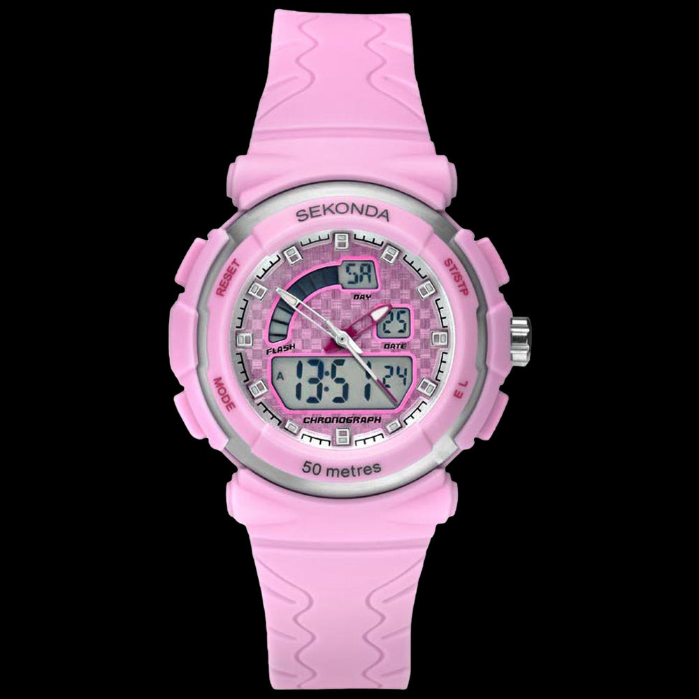 SEKONDA LADIES PINK ANALOG DIGITAL SPORTS WATCH