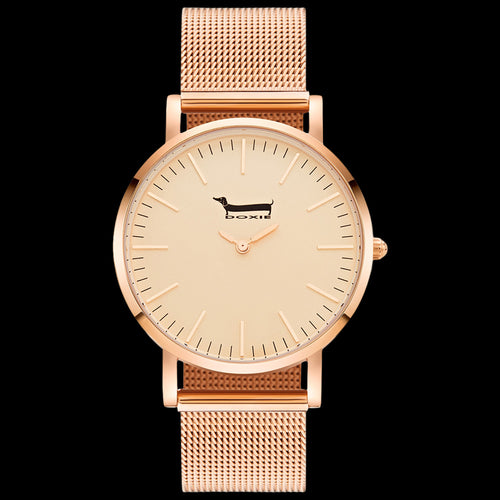 DOXIE KRANSKY 40MM ROSE GOLD MESH WATCH