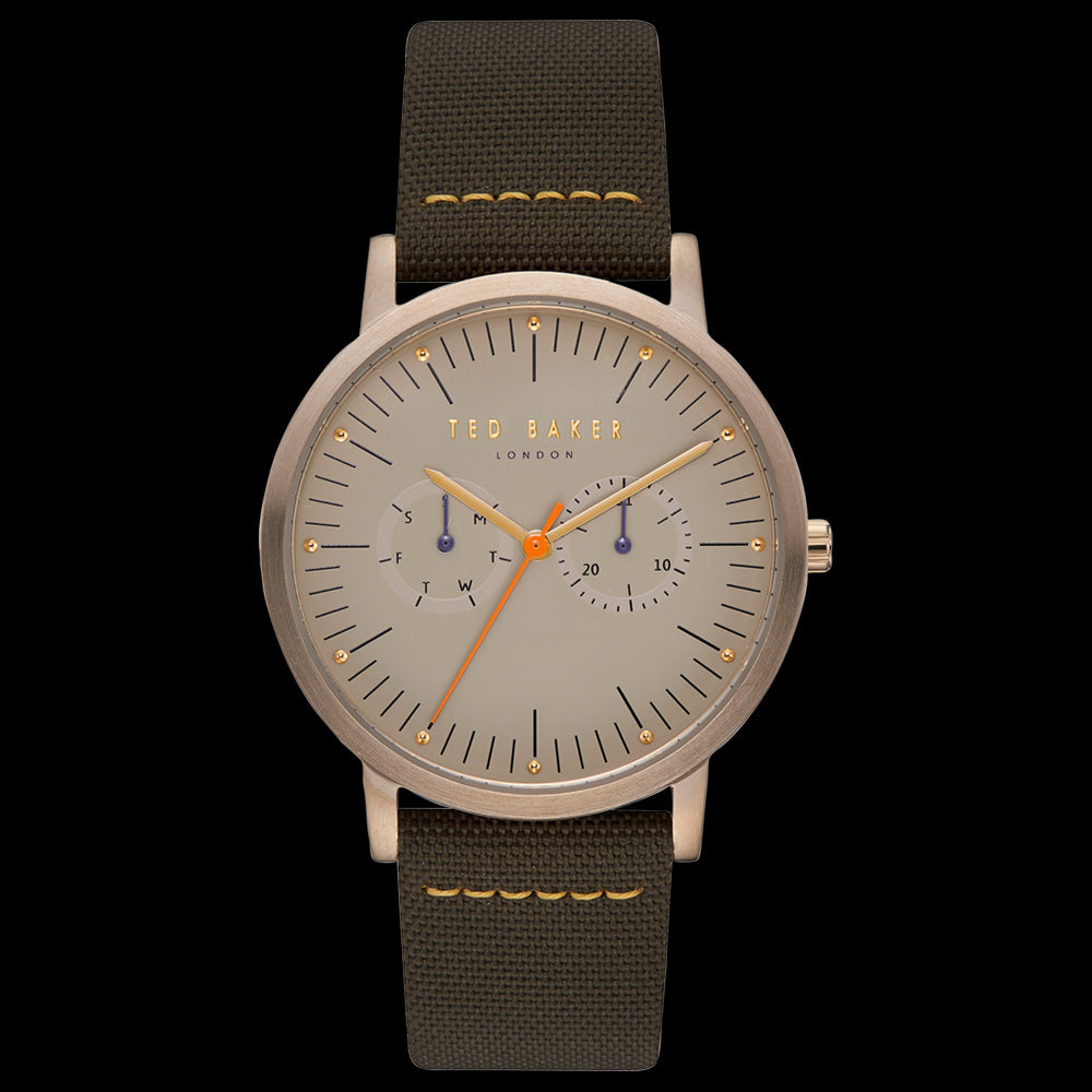 TED BAKER BRIT MATTE GOLD KHAKI GREEN WATCH