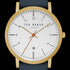 TED BAKER SAMUEL WHITE DIAL GOLD BLUE LEATHER WATCH - DIAL CLOSE-UP