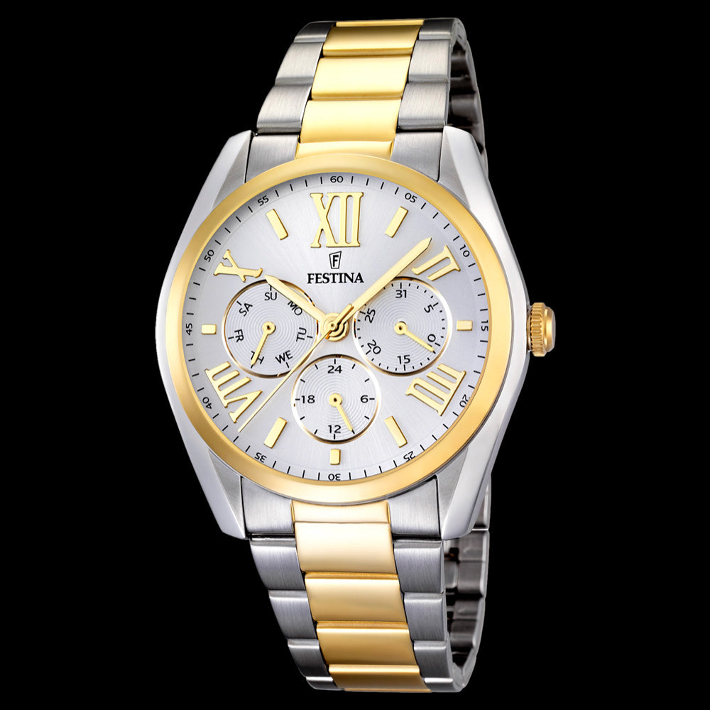 Festina Men s Elegance Multifunction Two Tone Gold Watch Australia Silver Steel