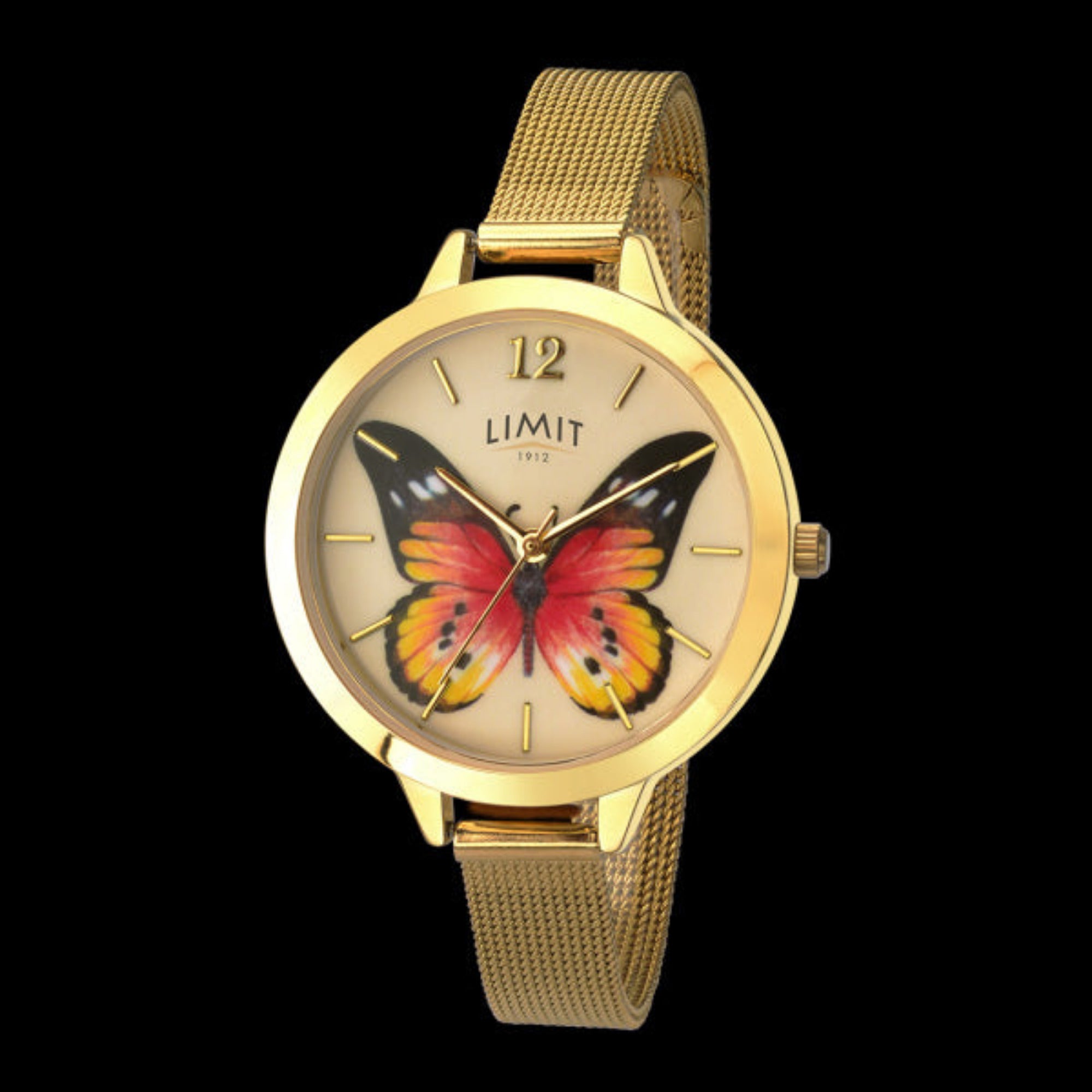 LIMIT SECRET GARDEN PAINTED LADY BUTTERFLY GOLD MESH WATCH