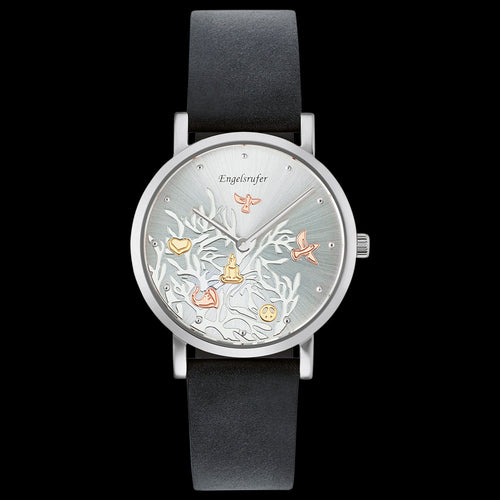 TREE OF LIFE DIAL SILVER LEATHER WATCH | ENGELSRUFER AUSTRALIA