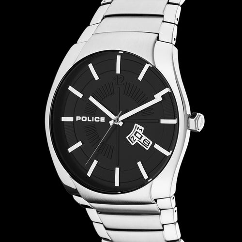 POLICE MEN’S TRIPOLI BLACK DIAL SILVER WATCH - TILT VIEW