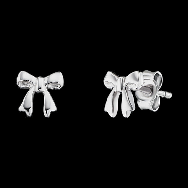 HERZENGEL CHILDREN'S SILVER BOW STUD EARRINGS