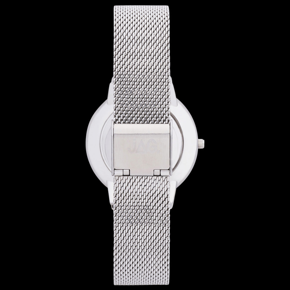 JAG LADIES PRUE WHITE DIAL SILVER MESH WATCH - BACK VIEW