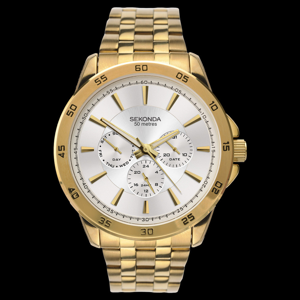 SEKONDA MEN'S GOLD CHRONOGRAPH DAY DATE WATCH