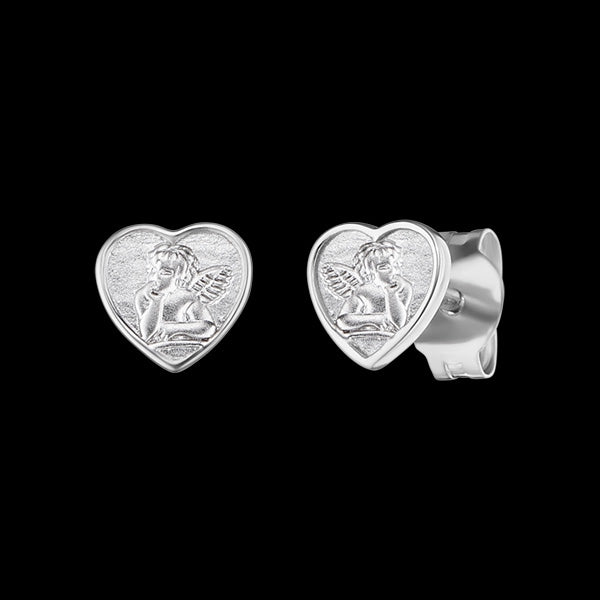 Sterling Silver Enamel St. Christopher & Cherub Angel Rings