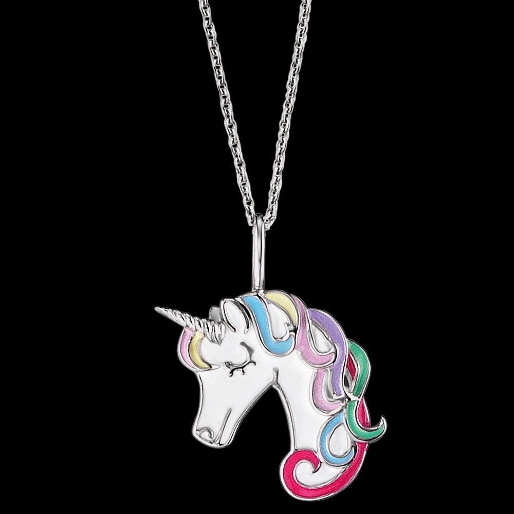 SILVER UNICORN ENAMEL NECKLACE | HERZENGEL