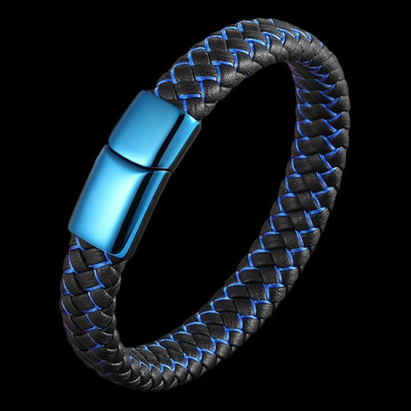 Blue on sale leather bracelet