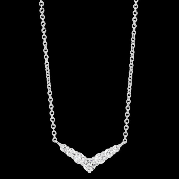 ELLANI STERLING SILVER CZ V SHAPE NECKLACE Silver Steel