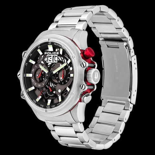 POLICE MEN'S LUANG SILVER WATCH - TILT VIEW