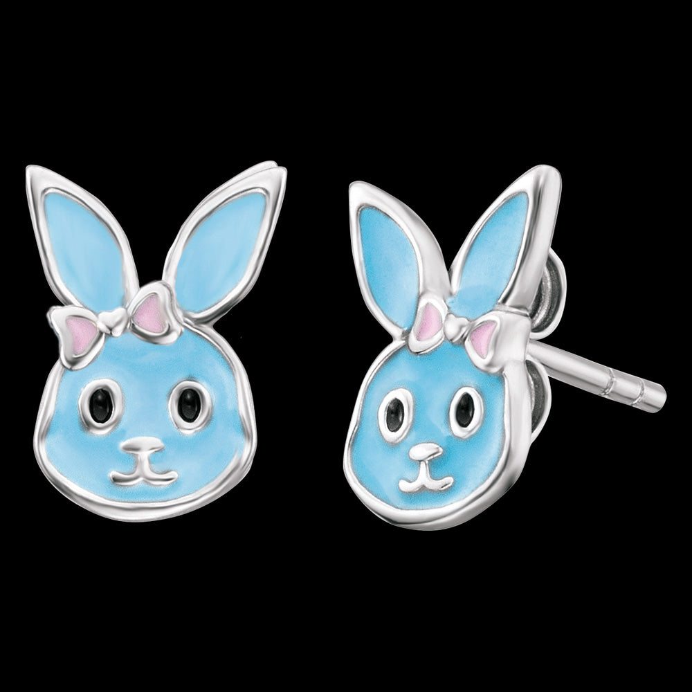 CHILDREN'S BLUE BUNNY RABBIT ENAMEL EARRINGS | HERZENGEL