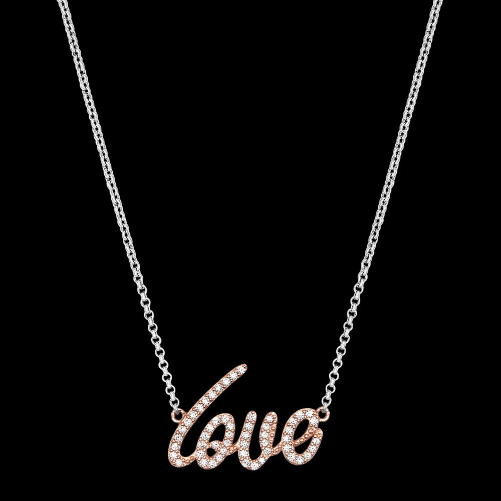 Love Written Word Rose Golden Necklace Engelsrufer Australia Silver Steel