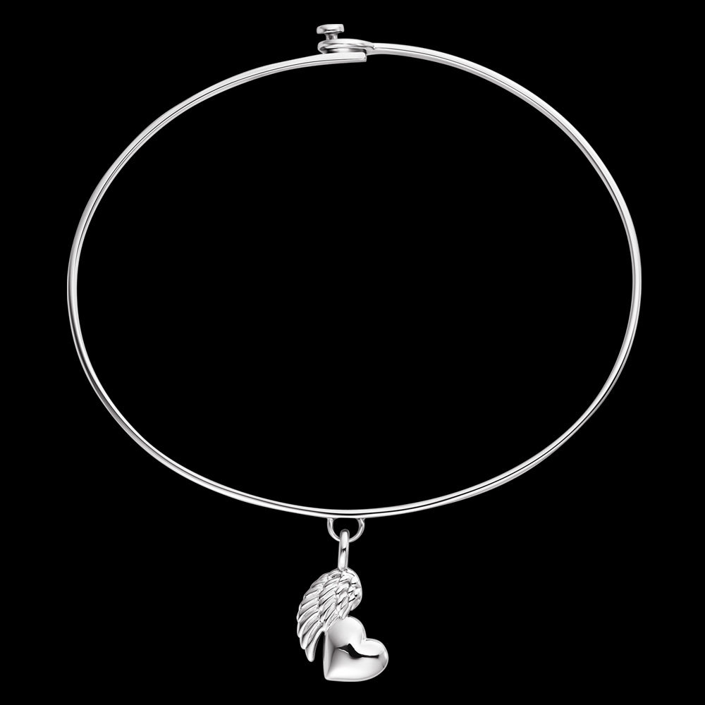 ANGEL WING HEART CHARM SILVER WIRE BRACELET | ENGELSRUFER AUSTRALIA