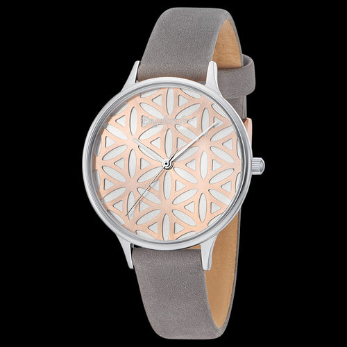 ENGELSRUFER FLOWER OF LIFE SILVER ROSE GOLD WATCH - ANGLE VIEW