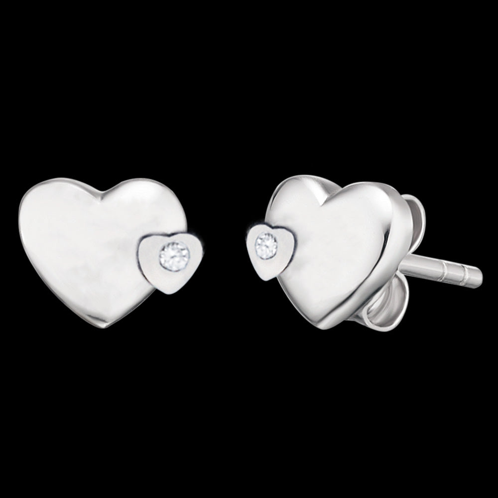 TWO HEARTS SHINY CZ CHILDREN'S EARRINGS | HERZENGEL AUSTRALIA