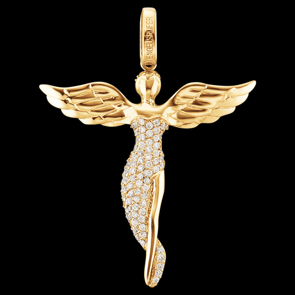 ENGELSRUFER GOLD LARGE CZ ANGEL PENDANT