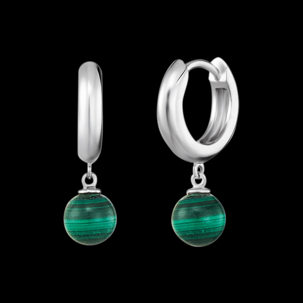 ENGELSRUFER SILVER MALACHITE HOOP EARRINGS