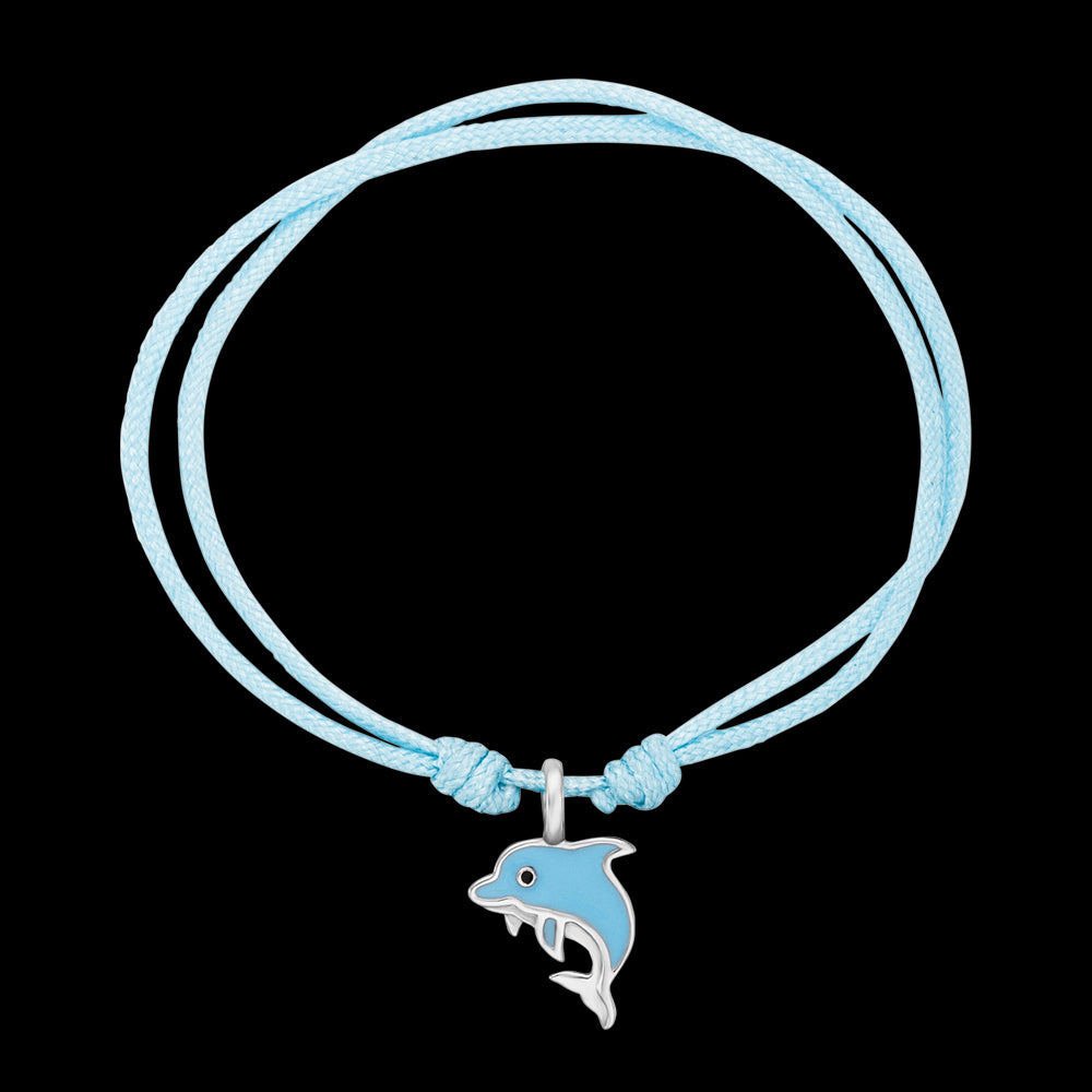 HERZENGEL SILVER DOLPHIN ADJUSTABLE CORD CHILDREN'S BRACELET