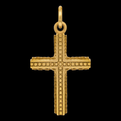 SAVE BRAVE MEN'S FAITH CROSS & WING STAINLESS STEEL GOLD NECKLACE - CROSS CLOSE-UP