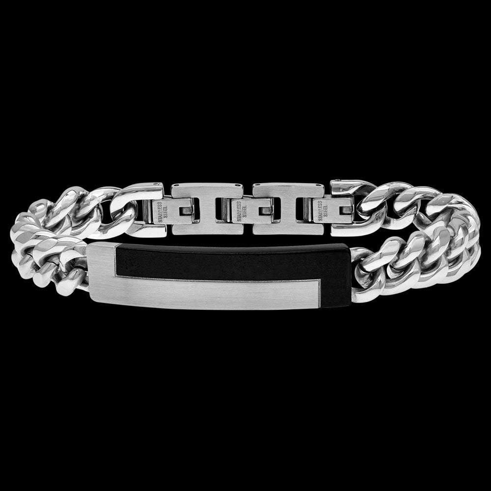 SAVE BRAVE MEN'S MALCOM ID STAINLESS STEEL BRACELET