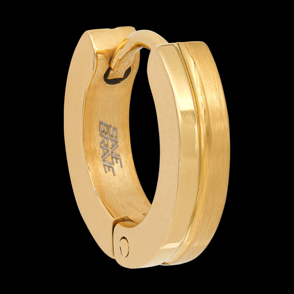 SAVE BRAVE MEN’S GOLD HUGGIE HOOP EARRING