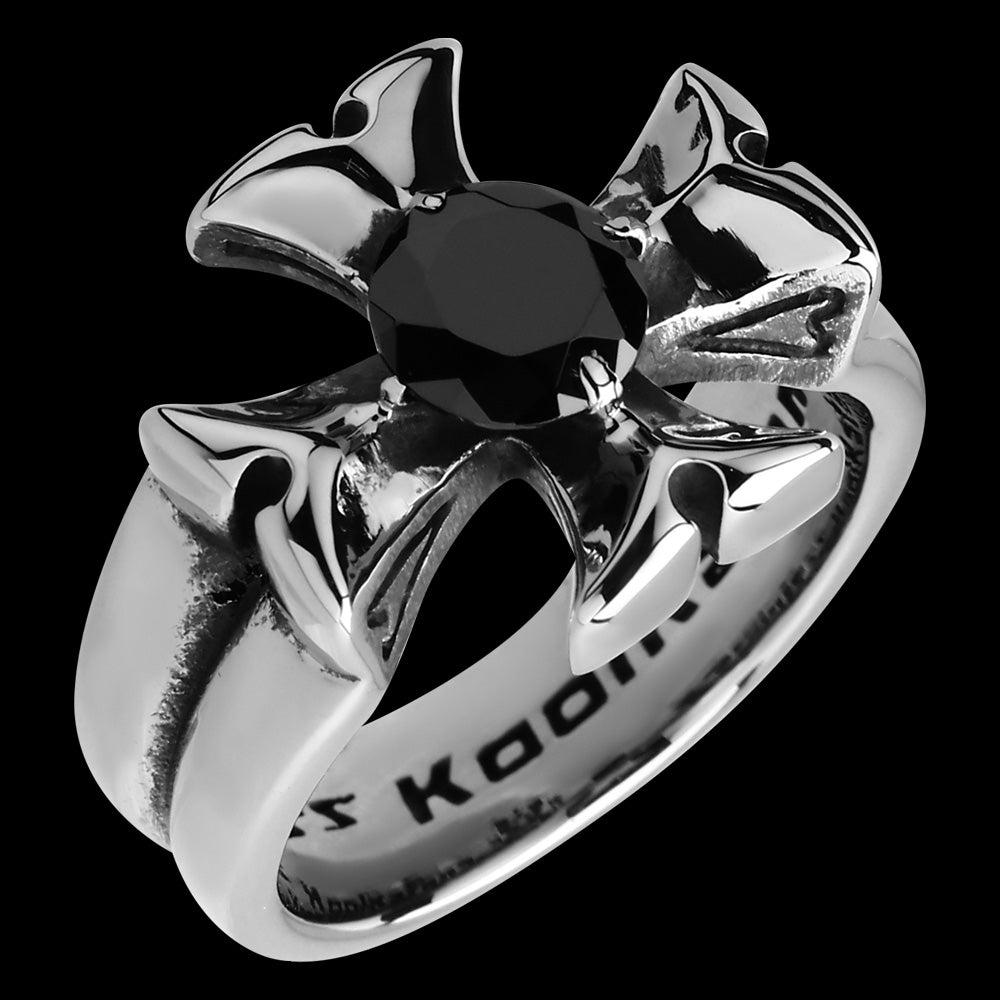 KOOLKATANA STAINLESS STEEL BLACK CZ HOLY ARMY CROSS RING