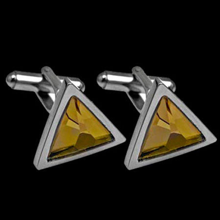 STAINLESS STEEL CITRUS STONE TRIANGLE CUFFLINKS